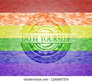 Do it yourself on mosaic background with the colors of the LGBT flag