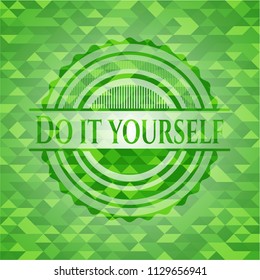 Do it yourself realistic green emblem. Mosaic background