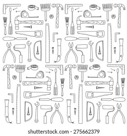 Do It Yourself Tools Pattern Black on White