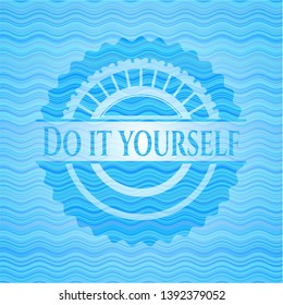 Do it yourself water representation style badge. Vector Illustration. Detailed.