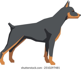 Doberman breed. Dog color icon. Standing animal