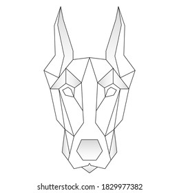 Doberman dog animal low poly design. Triangle vector illustration. Geometric linear animal. Contour for tattoo, logo, emblem and design element.