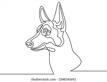 Doberman. Dog. Continuous line illustration