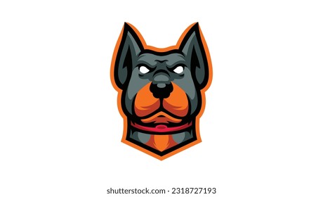 Plantilla de logotipo de la cabeza de la cara del perro Doberman