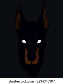 cabeza de perro de doberman sobre fondo oscuro