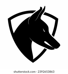 Doberman dog head on white background
