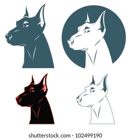 Doberman dog head - vector illustration