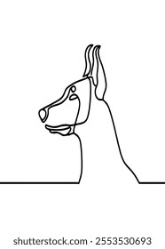 Doberman dog one line art	