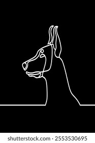 Doberman dog one line art	