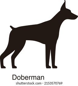 Doberman dog silhouette, side view, vector illustration