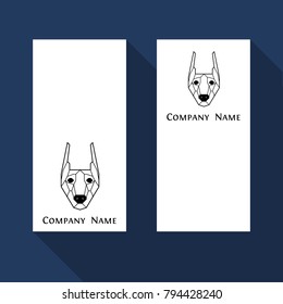 Doberman dog visit card set in geometric modern style. Perfect logo, print and creative design. Vector illustration.
