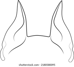Doberman ears isolated outlined vector illustration