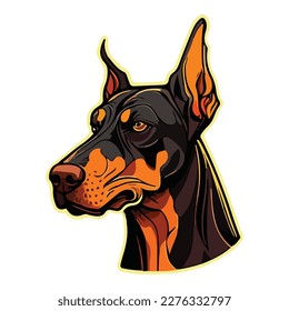 Doberman Flat Icon Isolated On White Background