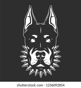Doberman Head isolated on black background.Vector illustration.