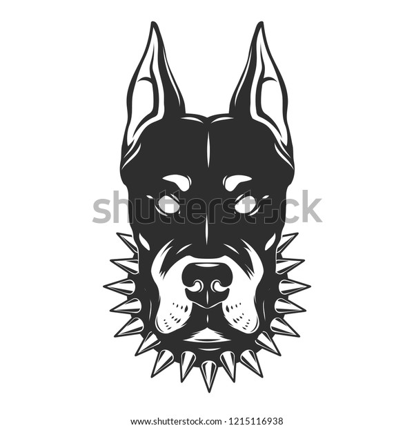 Doberman Head Isolated On Whitevector Illustration Stock Vector ...