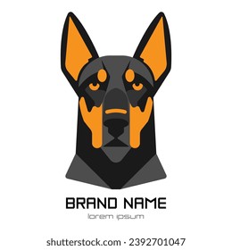 Doberman head logo in flat style. Vector illustration