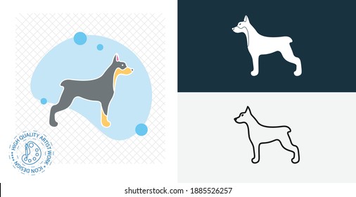 Doberman Isolated Vector Icon. Animal Flat, Solid And Line Design Element