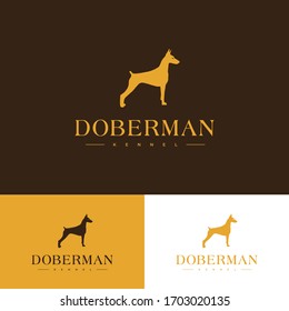 DOBERMAN KENNEL logo can be used for creating businesses for Dog Training Centers, Veterinary Clinics, Day Care Dog Centers, and Dog Shops.