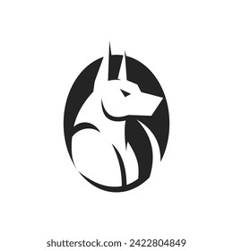 Doberman Logo template Isolated. Brand Identity. Icon Abstract Vector graphic