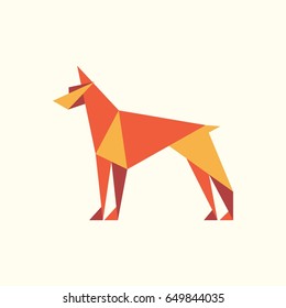 doberman low poly dog logo template