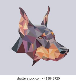 Doberman low poly vector illustration