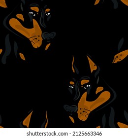 doberman muzzle seamless pattern. Fabric, paper, vet design