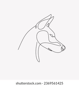 Doberman one line Minimalist. Vector illustration. Continuous one line drawing.