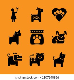 doberman, organic, baby and celebration icon set. Vector illustration for web and design.