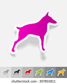 doberman paper sticker with shadow. Vector illustration