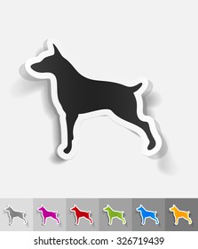 doberman paper sticker with shadow. Vector illustration
