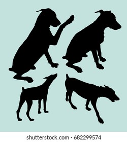 Doberman pet dog mammal animal silhouette. Good use for symbol, web icon, mascot, sticker design, sign, or any design you want. Easy to use.