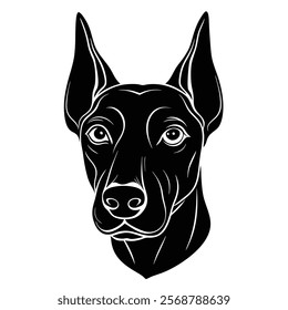 Doberman pinscher dog head vector silhouette art illustration