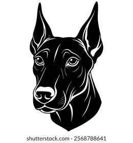 Doberman pinscher dog head vector silhouette art illustration