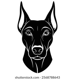 Doberman pinscher dog head vector silhouette art illustration