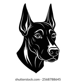 Doberman pinscher dog head vector silhouette art illustration