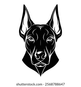 Doberman pinscher dog head vector silhouette art illustration