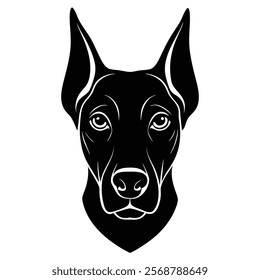 Doberman pinscher dog head vector silhouette art illustration