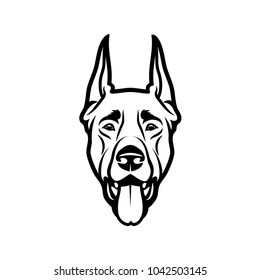 Doberman pinscher dog - isolated outlined vector illustration