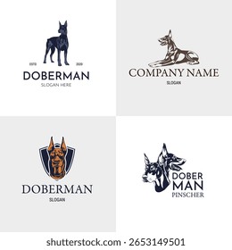 Doberman Pinscher Dog Logo Set