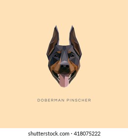 Doberman Pinscher dog portrait vector illustration in geometric style