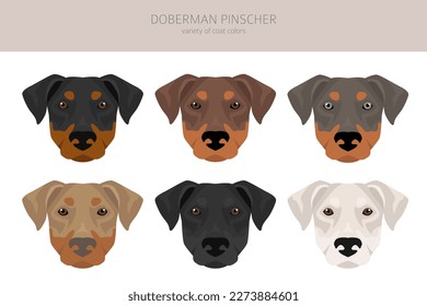 Doberman pinscher Hunde Clipkunst. Unterschiedliche Posen, Farben für die Fellfarbe.  Vektorgrafik