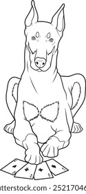 Doberman Poker Poker Karten Animal Vector Grafik Illustration