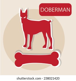 Doberman Red. Dog Vector Illustration