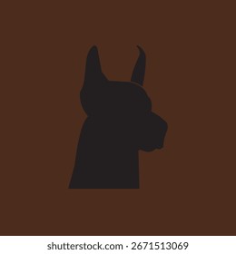 The Doberman silhouette logo features a sleek shape with erect ears and an alert posture. The design is simple, powerful, and symbolizes alertness, strength, and loyalty.