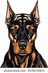 Dobermann Dog Face Vector Design
