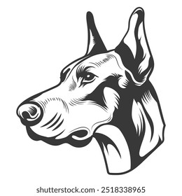 
Dobermann Perro inteligente de aspecto de diseño en blanco y negro.