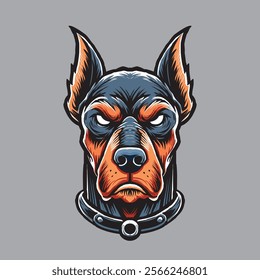  Dobermann Mascot Head Logo vntge style
