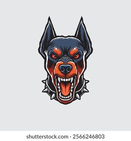  Dobermann Mascot Head Logo vntge style
