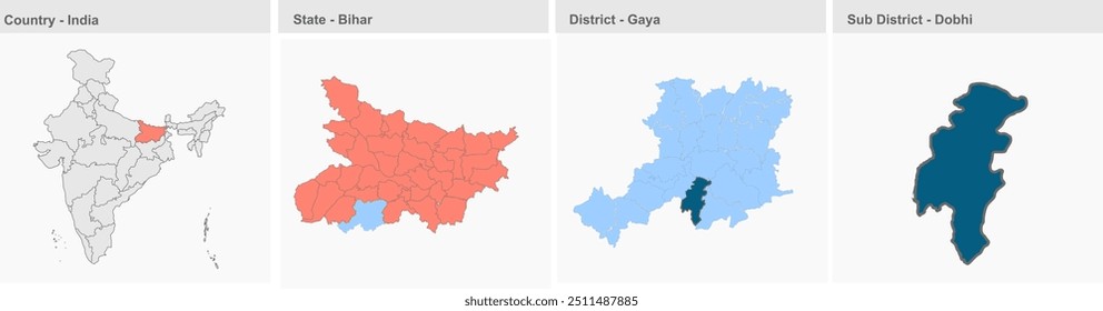 Dobhi map (District Gaya ,State Bihar, Republic of India), Gaya District, Bihar State, Republic of India, Government of Bihar, Indian territory, Eastern India, politics, village, tourism