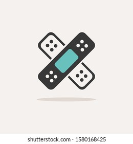 Doble plaster. Icon with shadow on a beige background. Pharmacy vector illustration